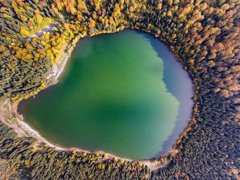 Saint Anna Lake, Transylvania, Romania aerial view