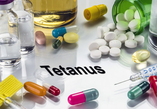 Tetanus, medicines as concept of ordinary treatment, conceptual image