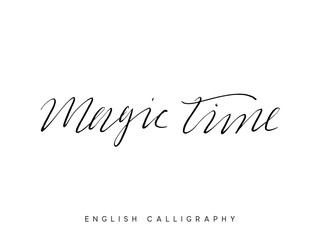 Text Magic time. Xmas hand drawn calligraphy lettering