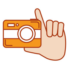 hand with camera photographic isolated icon
