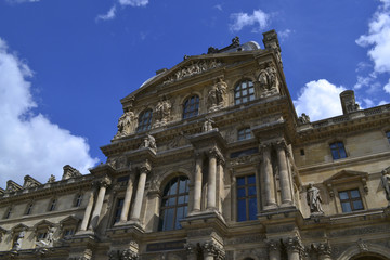 Fototapeta na wymiar Majestic architecture of the North Side of Louvre Museum (Richelieu Pavilion), famous landmark from Paris (1st arrondissement), France