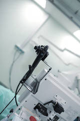 Endoscope on the support rack in the hospital