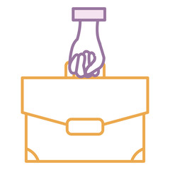 hand human with portfolio briefcase isolated icon
