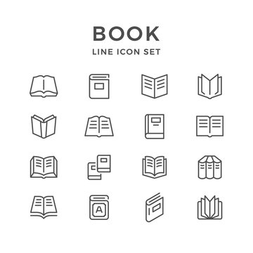 Set line icons of book