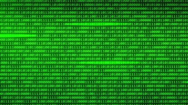 Digital technologies Green Binary code random numbers glowing on a black background 2.