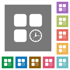 Component timer square flat icons