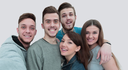 portrait of a group of friends. the young people stand side by s