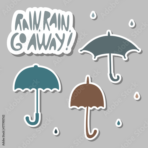 Download "Silhouette of an open umbrellas with outline, fall drop ...