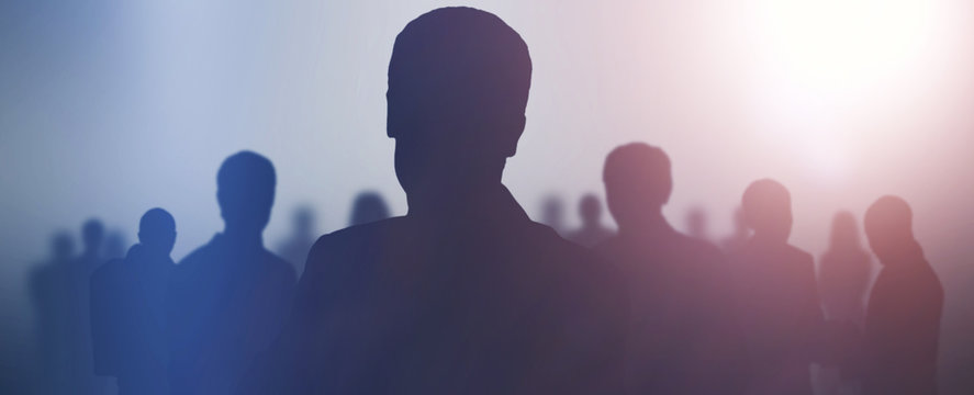 black silhouettes of business people - Powered by Adobe