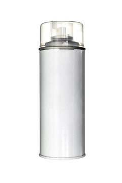 white aerosol can with paint isolated on white