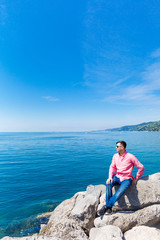 Fototapeta na wymiar Sea on background in Italy