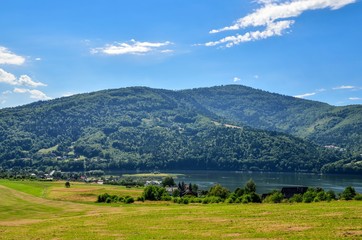 Summer mountain landscape. Beautiful hills and countryside scenery.