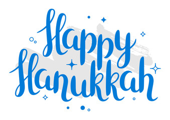 Happy Hanukkah celebration holiday card with lettering