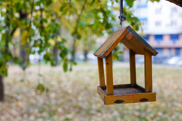 Simple homemade wooden bird feeder