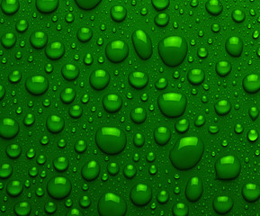 Droplets of liquid on green surface