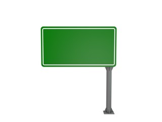 Blank highway sign. Isolated on white background. 3D rendering illustration.