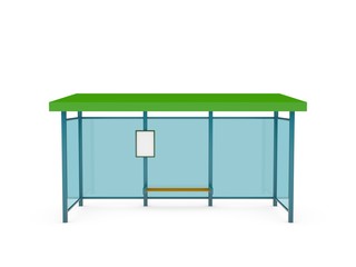 Busstop. Isolated on white background. 3D rendering illustration.