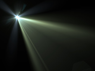 Lens flare effect on dark background. Digital illustration.