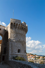 Fototapeta na wymiar Blue sky behind Tower Kanavelic