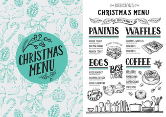 Christmas menu food template for restaurant.