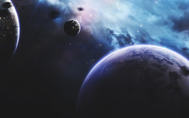 Obraz na płótnie Canvas Unexplored planets of faraway space. Deep space image, science fiction fantasy in high resolution ideal for wallpaper and print. Elements of this image furnished by NASA