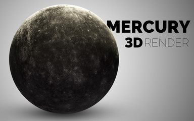 Mercury. Set of solar system planets rendered in 3D. Elements of this image furnished by NASA