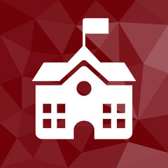 Rathaus Gebäude - Icon mit geometrischem Hintergrund rot