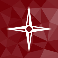 Kompass - GPS - Icon mit geometrischem Hintergrund rot