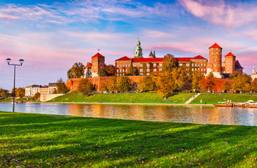 Wawel castle famous landmark in Krakow Poland. Picturesque