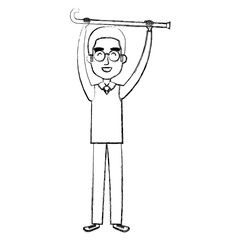 grandfather with cane avatar character