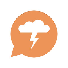 Orangene Sprechblase rund - Gewitterwolke - Vorsicht