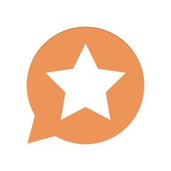 Orangene Sprechblase rund - Stern - Favorit