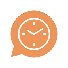 Orangene Sprechblase rund - Uhr