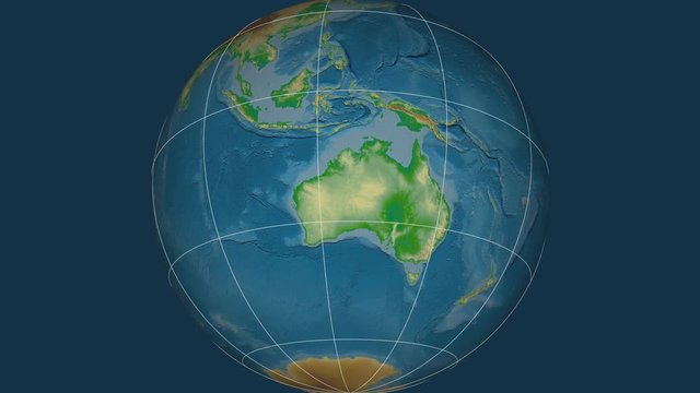 Zoom-in on Australia outlined. Physical