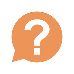 Orangene Sprechblase rund - Fragezeichen