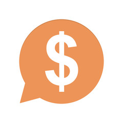 Orangene Sprechblase rund - Dollar Symbol
