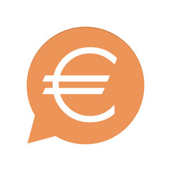 Orangene Sprechblase rund - Euro - Währung