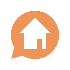 Orangene Sprechblase rund - Miethaus