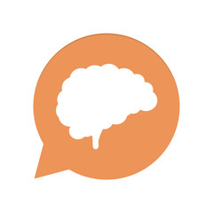 Orangene Sprechblase rund - Gehirnhälfte