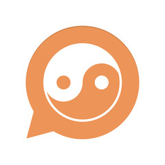 Orangene Sprechblase rund - Yin-yang