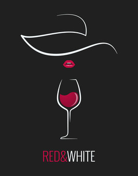 wine glass red and white concept design background