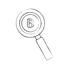 business bitcoin and magnifier currency money