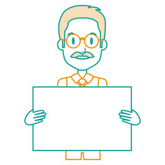 elegant man with label avatar character