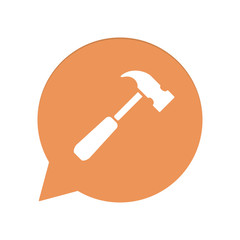 Orangene Sprechblase rund - Hammer - Reparatur