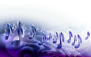 Abstract sheet music design background with 3d musical notes - 178001156
