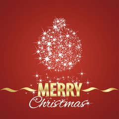 Christmas ball symbol stardust red background