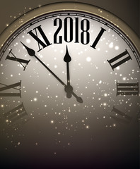 2018 New Year background with clock.