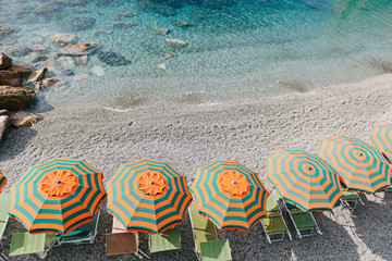 Umbrellas on the beach of Monterosso al Mare