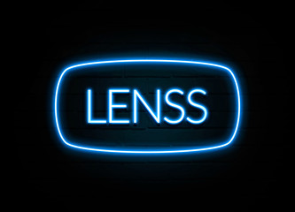 Lenss  - colorful Neon Sign on brickwall