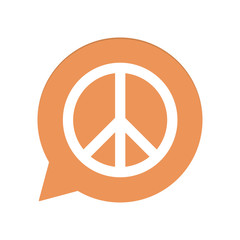 Orangene Sprechblase rund - Peace Zeichen